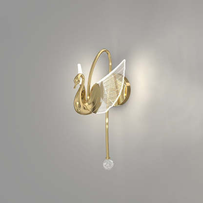 Kady Art Deco Swan Wall Lamp in gold finish