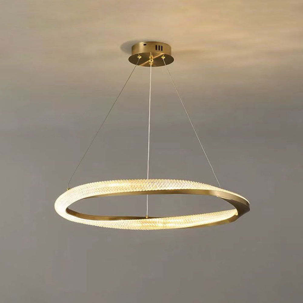 Kirsten Pendant Light, gold, crystal ring, modern design
