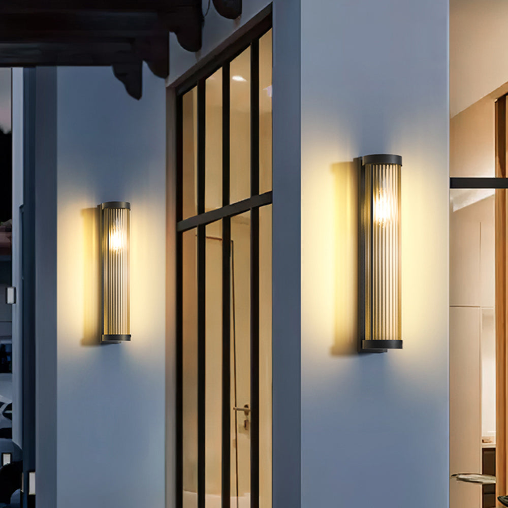 Orr Cylindrical Outdoor Wall Lamp illuminating outdoor space