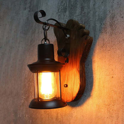 Austin foot-shaped wood wall lamp, vintage metal sconce
