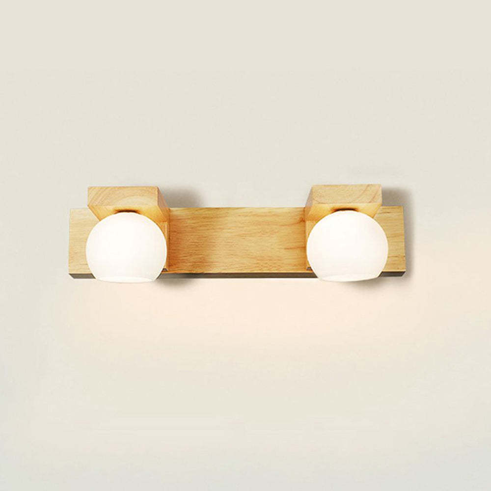 Ozawa wooden wall lamp with two glass globes