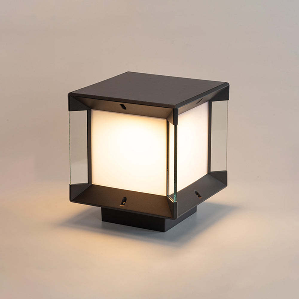 Riley Modern Outdoor Post Light - Metal and Glass