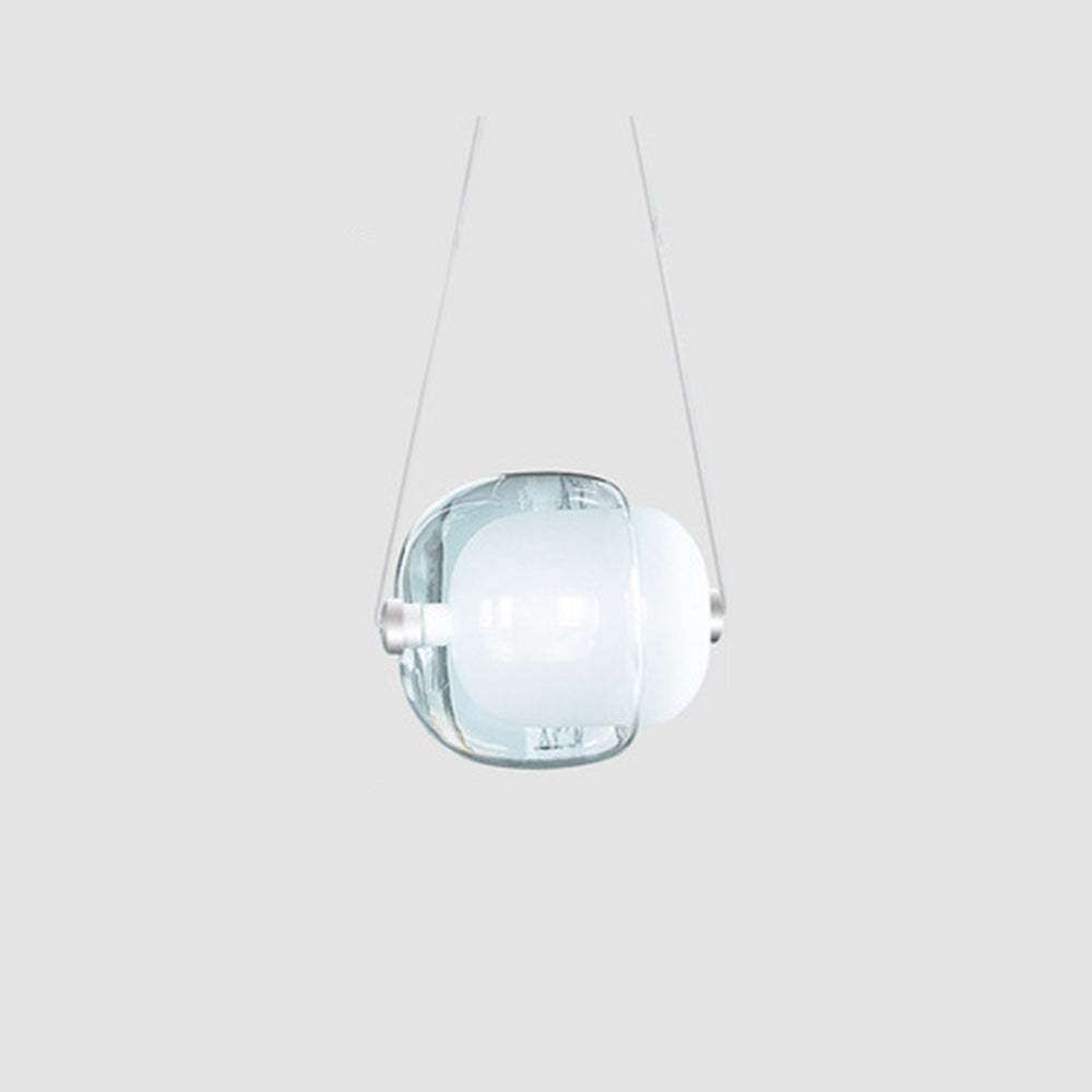 Hailie bubble glass pendant light, clear glass shade.