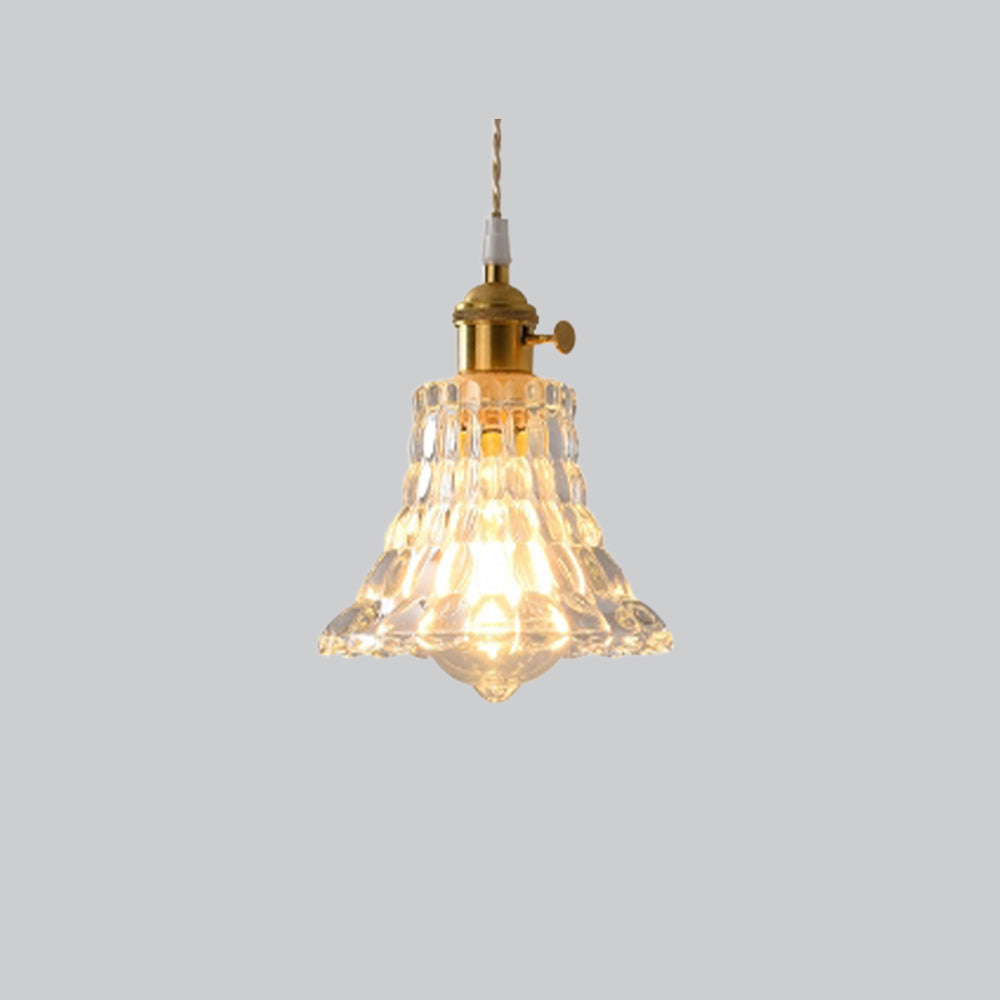 Hailie Art Deco Glass Pendant Light - Brass Fixture