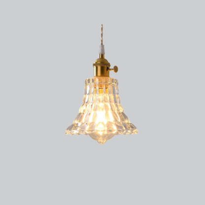 Hailie Art Deco Glass Pendant Light - Brass Fixture