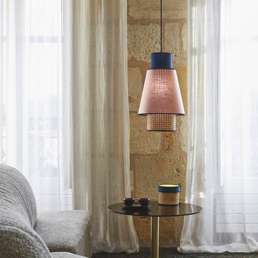 Ritta rattan pendant light in living room setting