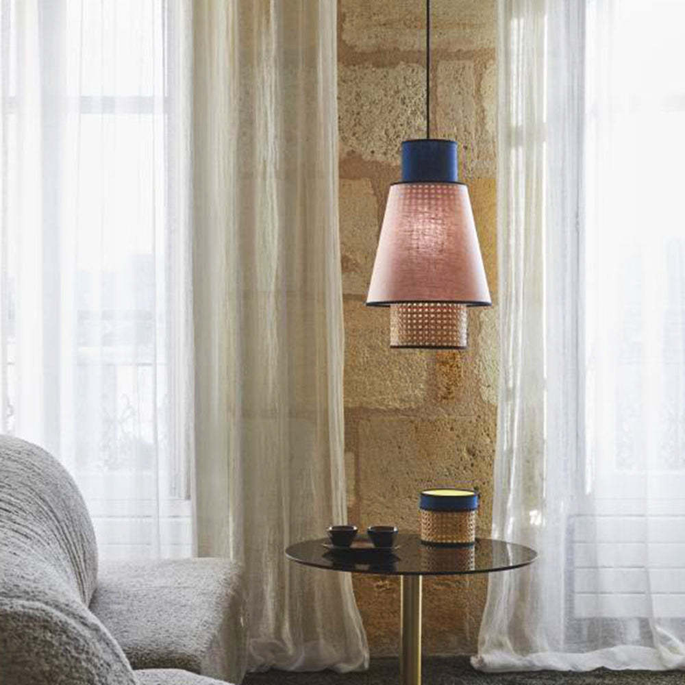 Ritta rattan pendant light in living room setting