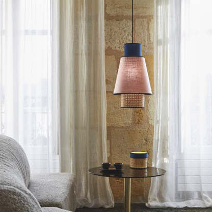 Ritta rattan pendant light in living room setting
