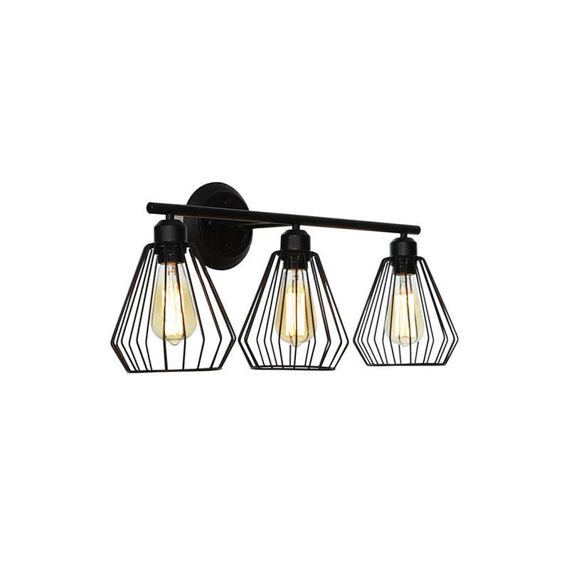 Alessio Industrial Vanity Light - Black Cage Wall Lamp