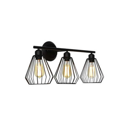 Alessio Industrial Vanity Light - Black Cage Wall Lamp