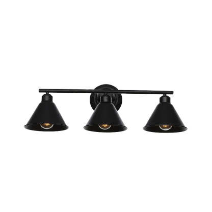 Alessio Industrial Vanity Light - Black 3-Light Wall Fixture