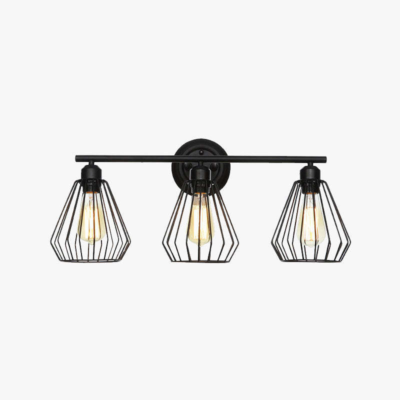 Alessio Industrial Vanity Wall Lamp - Black Metal Lighting Fixture
