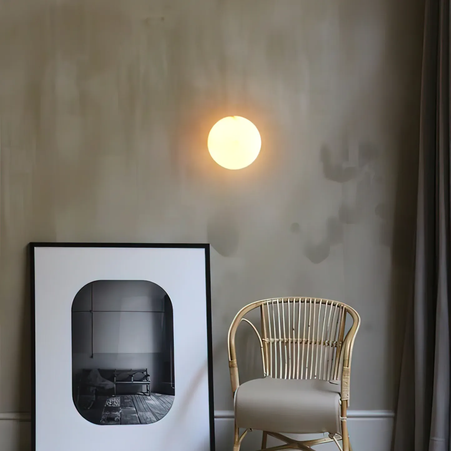 Jade Modern Round Mini Alabaster Wall Light Bedroom Hallway Living Room