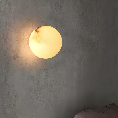 Jade Modern Round Mini Alabaster Wall Light Bedroom Hallway Living Room