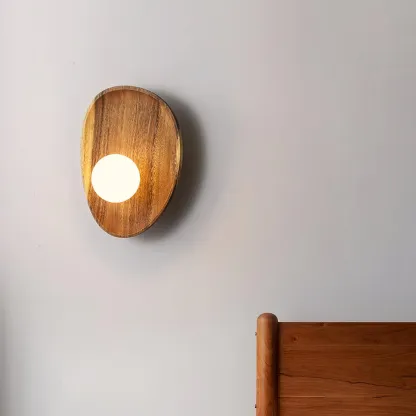 Muto Natural Wood Glass Walnut Wall Lamp Bedroom Living Room