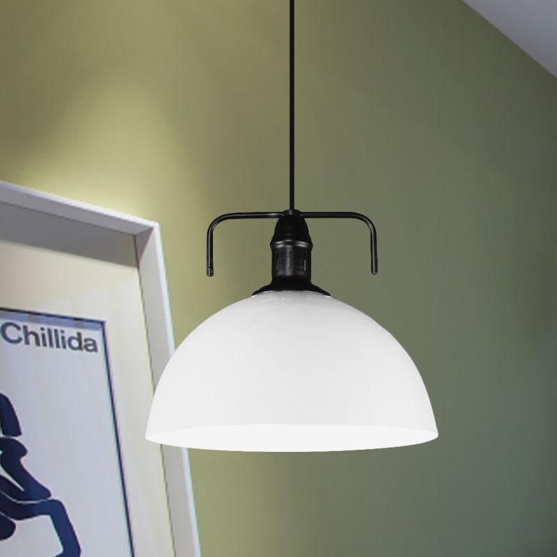 White Morandi Pendant Light. Dome Metal Fixture.