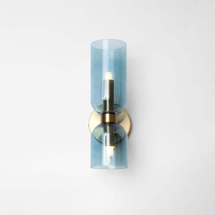 Blue glass Hailie wall sconce, modern bedroom lighting