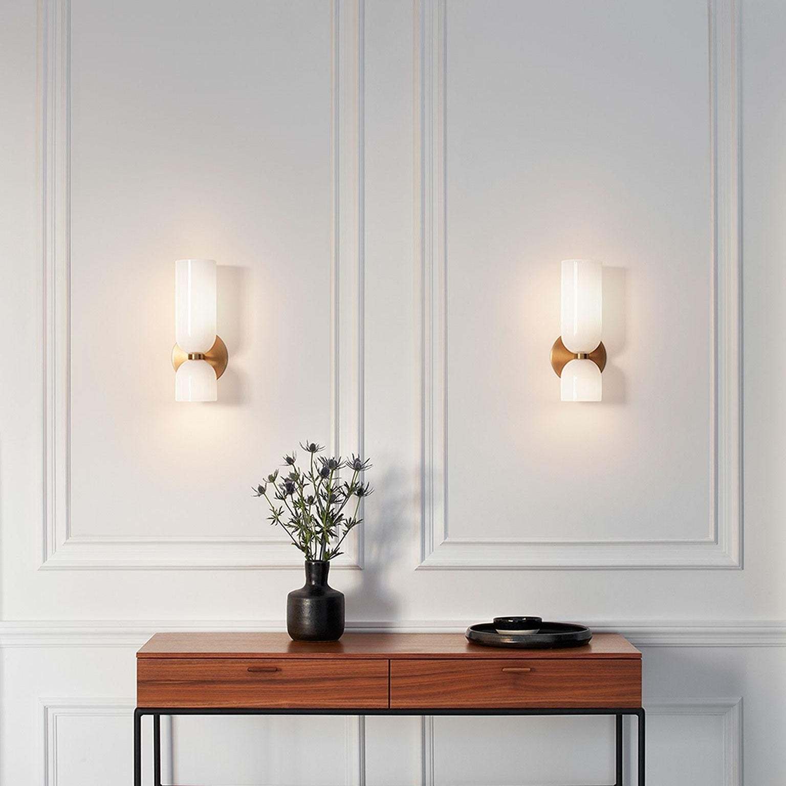 Modern bedroom lighting, Hailie wall sconces with warm light