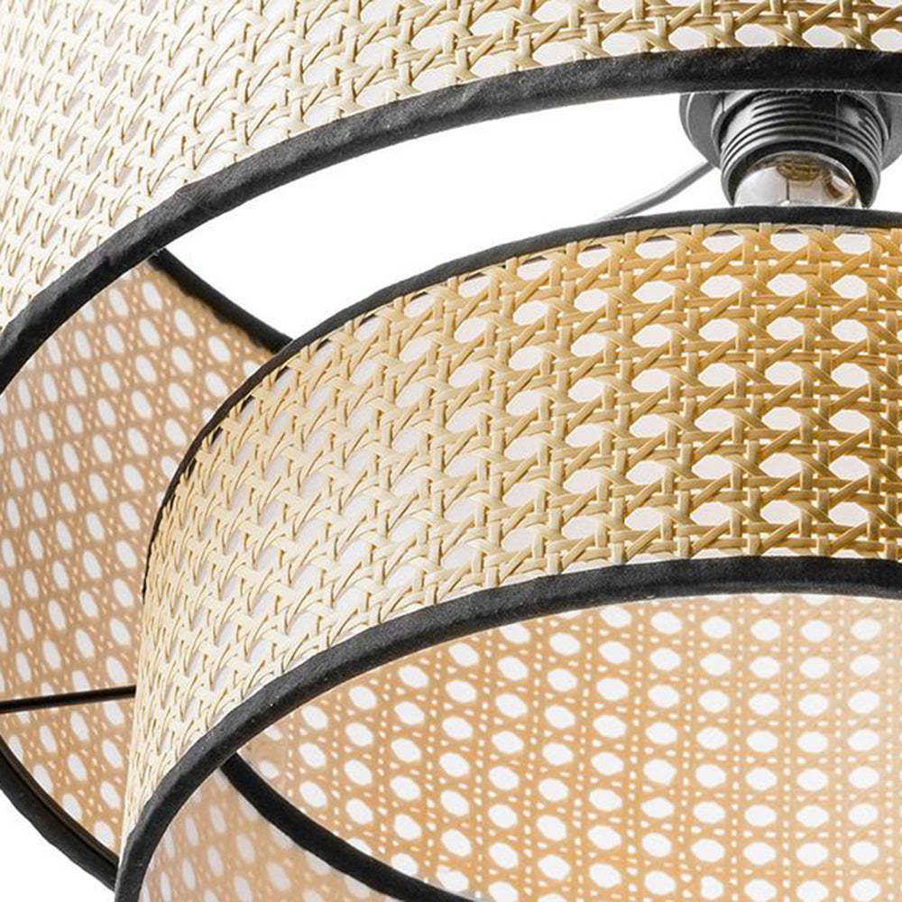 Ritta Japanese Rattan Pendant Light, close-up of double-layer weave