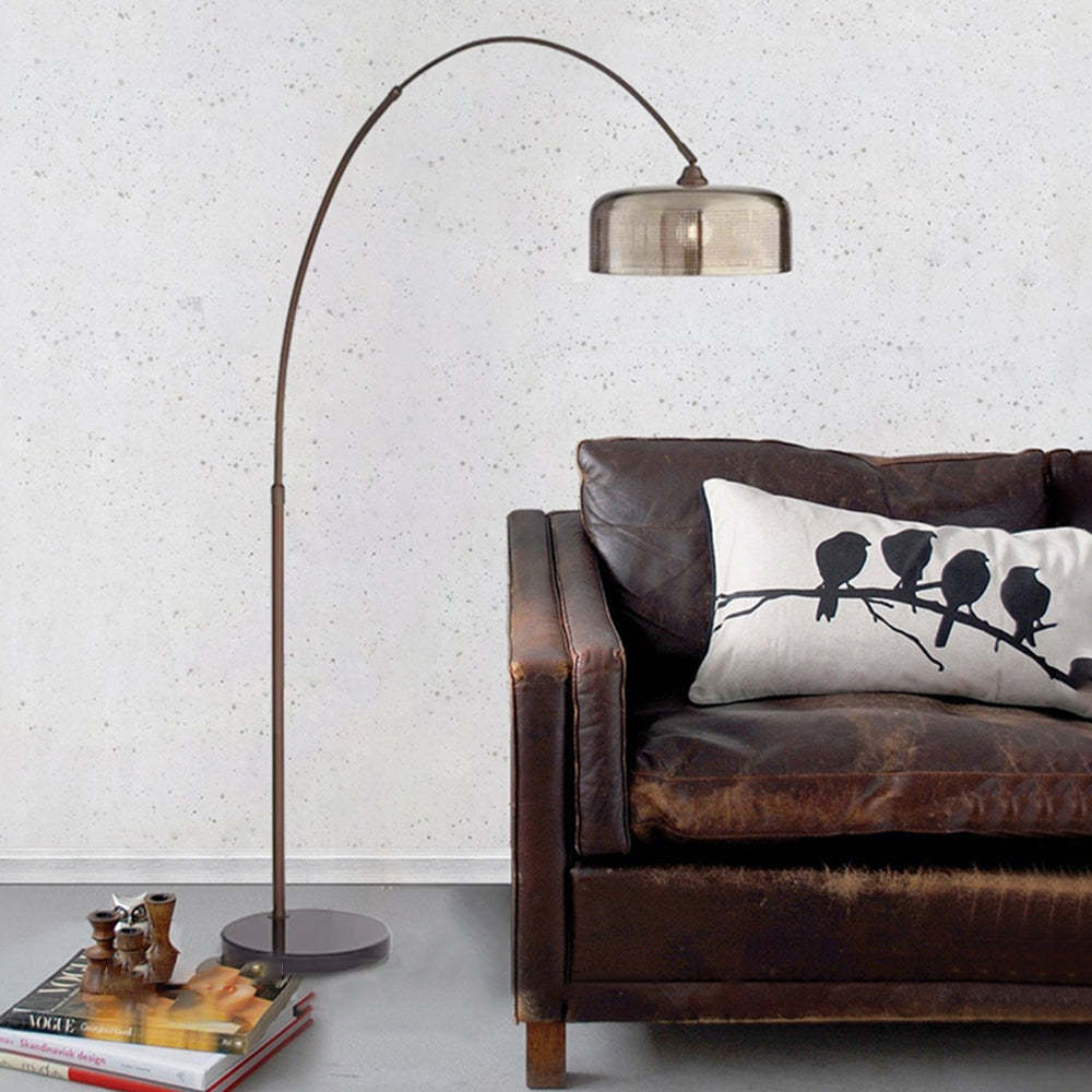 Hailie retro floor lamp, curved metal design. Artistic lighting solution