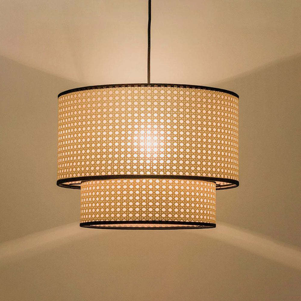 Ritta Japanese Rattan Pendant Light, Double-Layer weave design