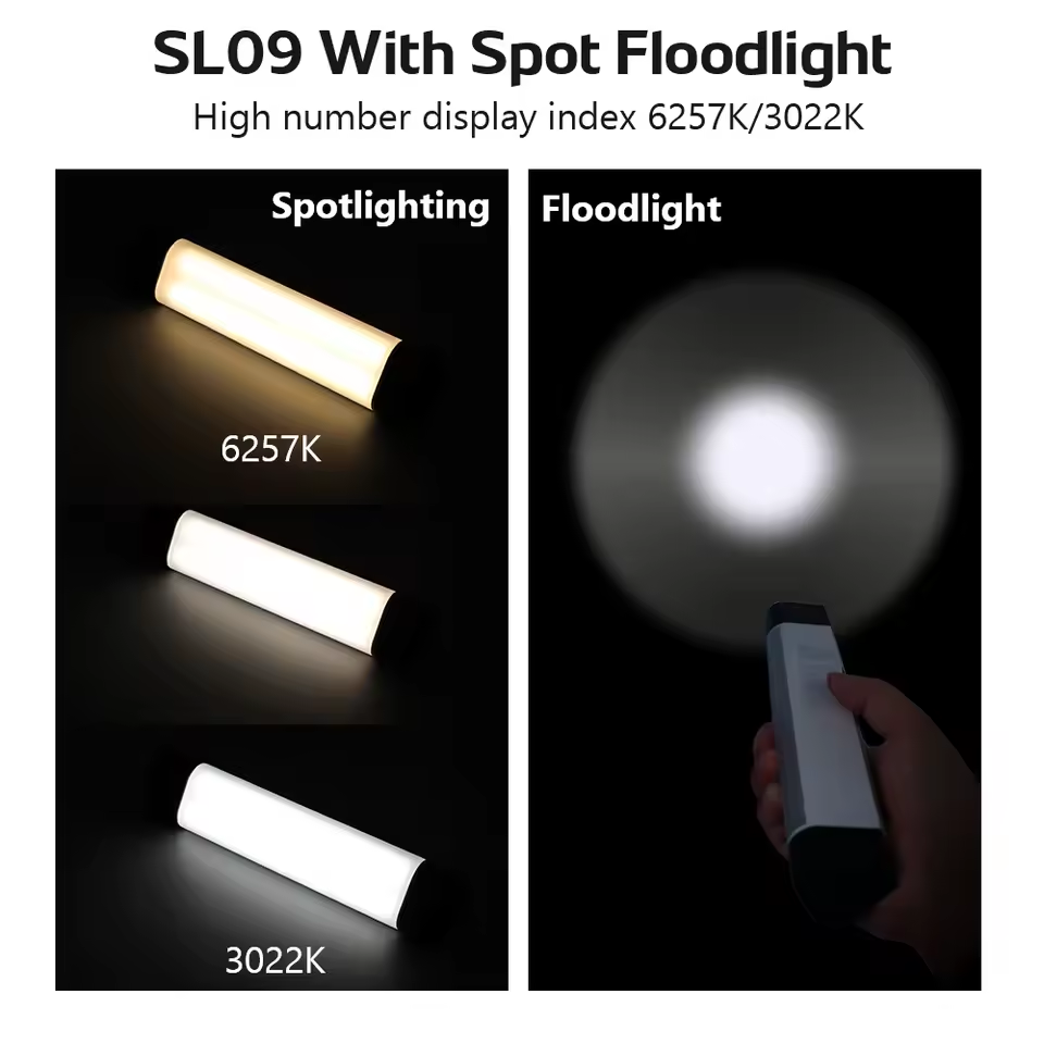 SKYRAY SL09 Magnetic Work Light USB-C Rechargeable Flashlight for Camping Car Repair Outdoor with Adjustable Brightness RGB Mode