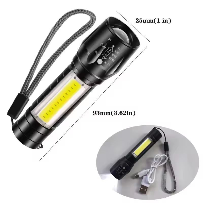 SKYRAY SK-511 Portable Rechargeable Zoom LED Flashlight Mini Flash Light Torch Lantern 3 Lighting Modes Camping Lamp