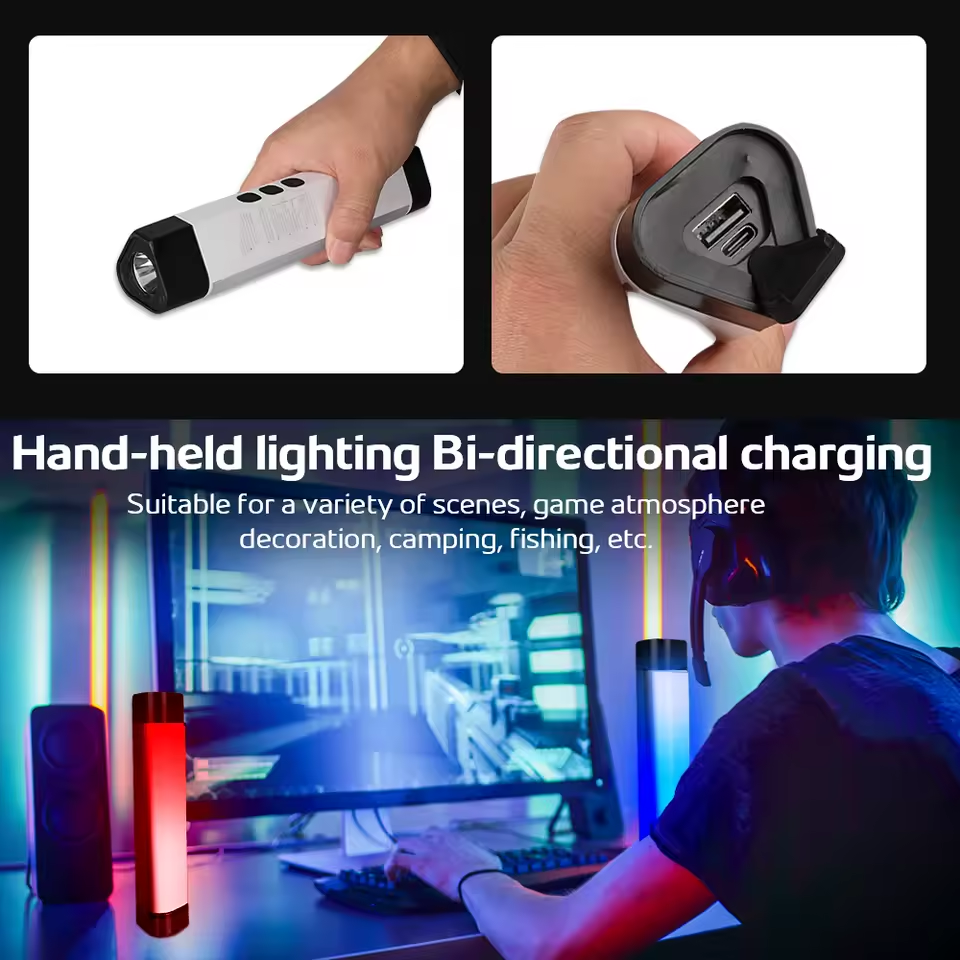 SKYRAY SL09 Magnetic Work Light USB-C Rechargeable Flashlight for Camping Car Repair Outdoor with Adjustable Brightness RGB Mode
