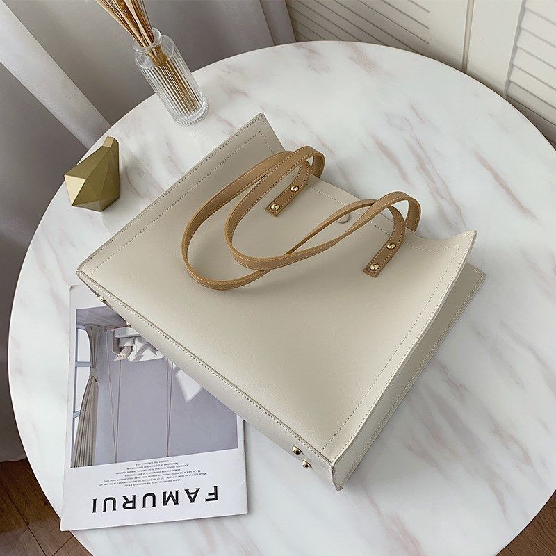 Ladies Leather Solid Color Plain Handbag mySite