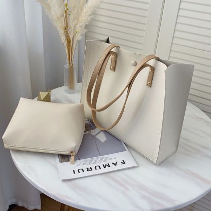 Ladies Leather Solid Color Plain Handbag mySite