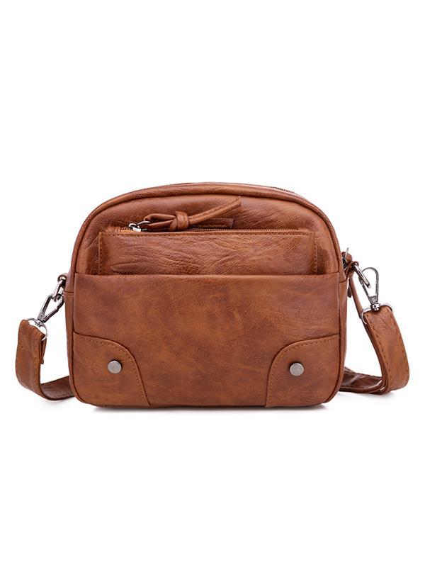 Vintage Washed Leather Utility Crossbody Bag mySite