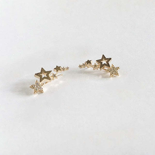 Huitan Hot Selling Simple Stylish Star Women Drop Earrings Shiny White Zircon Exquisite Versatile Female Earring Fashion Jewelry - Syztanan