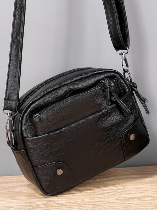 Vintage Washed Leather Utility Crossbody Bag mySite