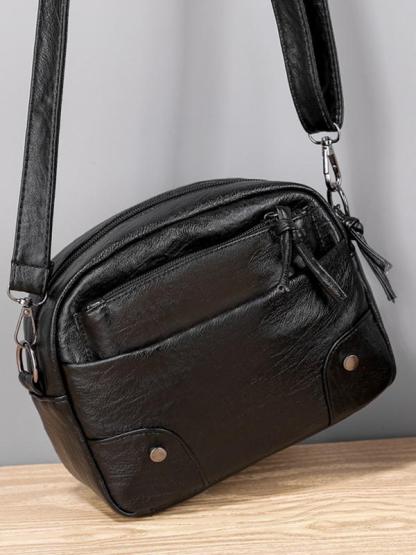 Vintage Washed Leather Utility Crossbody Bag mySite