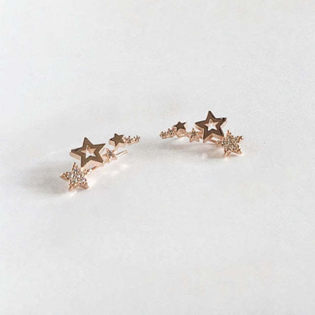 Huitan Hot Selling Simple Stylish Star Women Drop Earrings Shiny White Zircon Exquisite Versatile Female Earring Fashion Jewelry - Syztanan