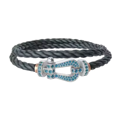 FORCE 10 BRACELET LARGE MODEL 18K WHITE GOLD BLUE TOPAZ PAVED