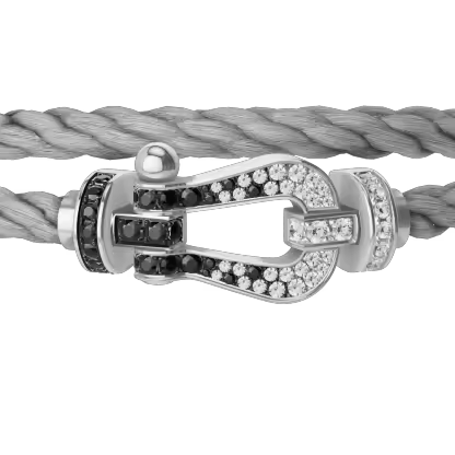 FORCE 10 BRACELET 18K WHITE GOLD AND BLACK AND WHITE DIAMONDS LARGE MODEL