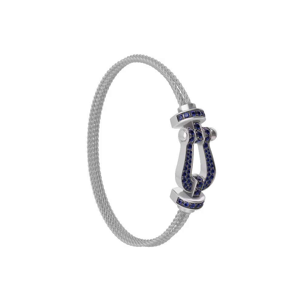 FORCE 10 BRACELET 18K WHITE GOLD AND BLUE SAPPHIRES LARGE MODEL