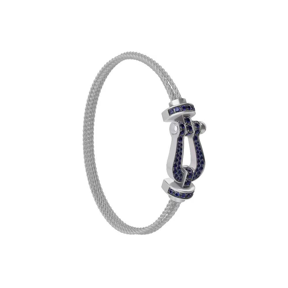 FORCE 10 BRACELET 18K WHITE GOLD AND BLUE SAPPHIRES LARGE MODEL