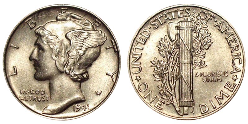 1941 Mercury Silver Dime Coin Value Prices, Photos & Info