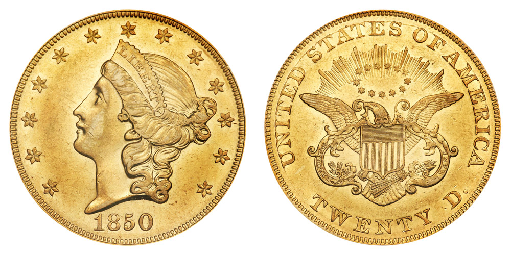 1850-1866 Liberty Head Half Eagle Gold Coin Fine Uncirculated Limited Edition