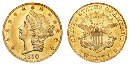 1850-1866 Liberty Head Half Eagle Gold Coin Fine Uncirculated Limited Edition