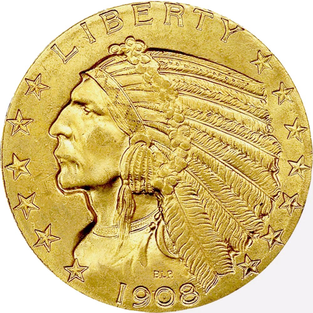 1908-1929 Indian Head $5 Gold Coin Fine Uncirculated Limited Edition