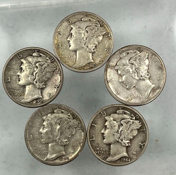 5 (or 10) Uniquely Dated Old U.S. Silver Liberty Head "mercury" Dimes  (1916-1945)! - Etsy