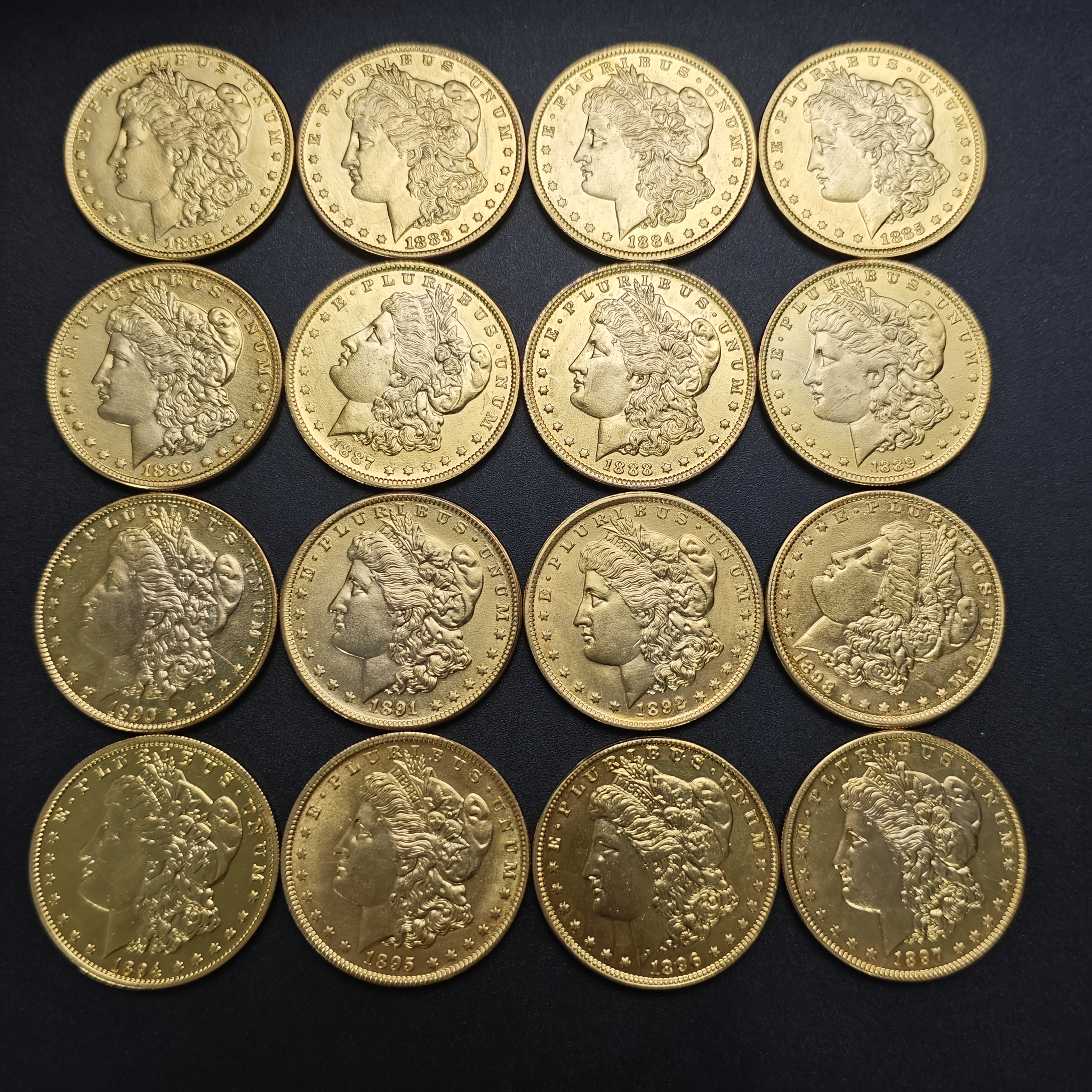 [Complete Set]1878-1902 Morgan Silver Dollar Gold Plated Coin 25 PC