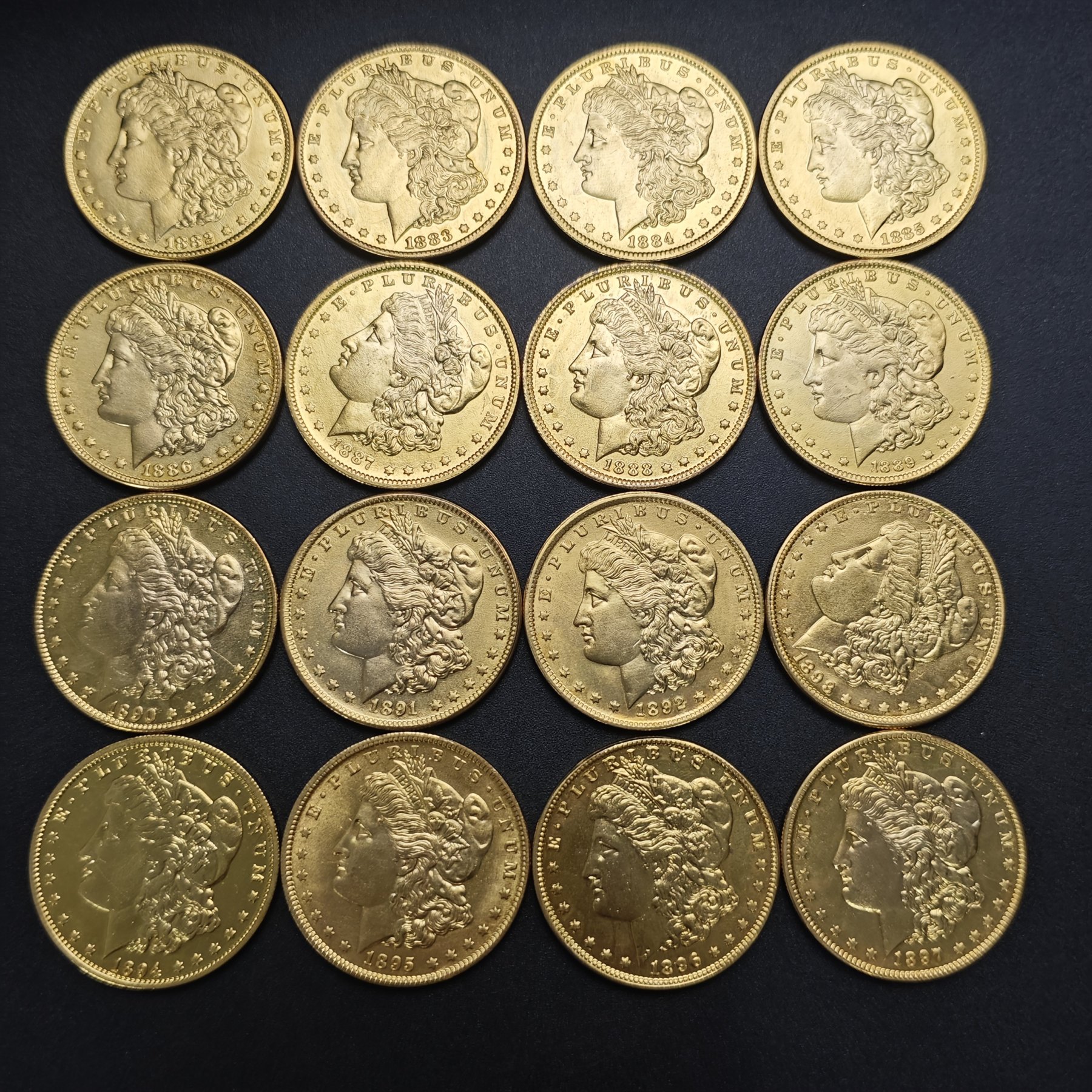 [Complete Set]1878-1902 Morgan Silver Dollar Gold Plated Coin 25 PC