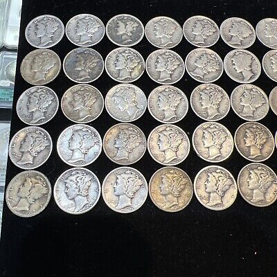90% Silver Mercury Dimes - Roll of 50 Coins- $5 Face Value | eBay