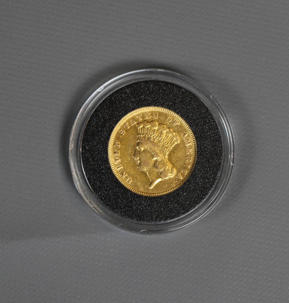 1854-1870 Indian Princess Head Gold $3 Fine Uncirculated Limited Edition