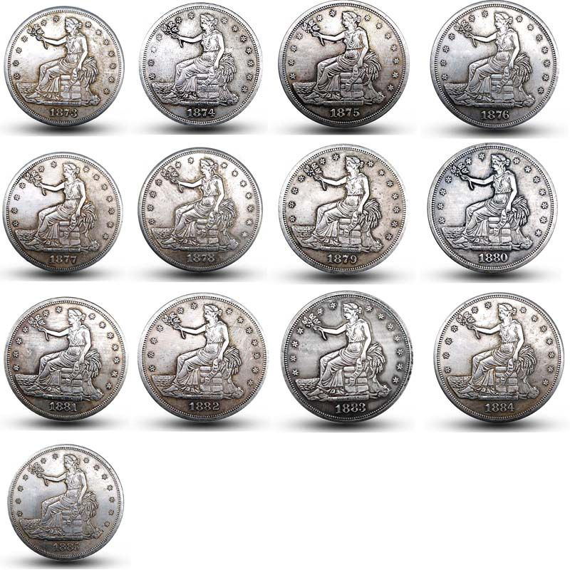 (1873-1885) Silver Trade Dollar 13PC