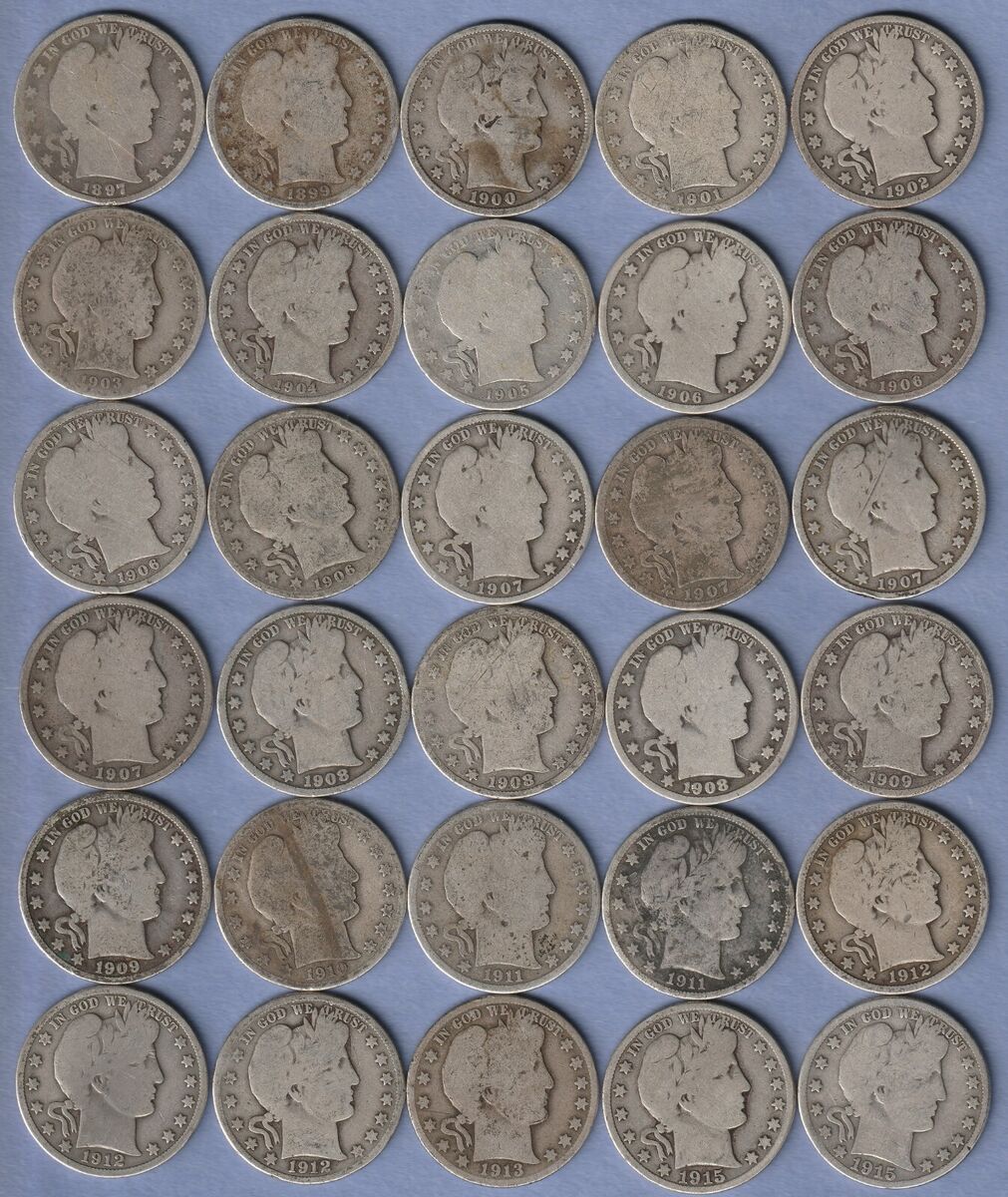 [Complete Set]1892–1916 Silver Barber Quarter 25pc